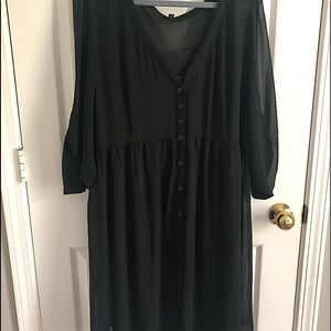 Torrid 2X black chiffon shirt dress